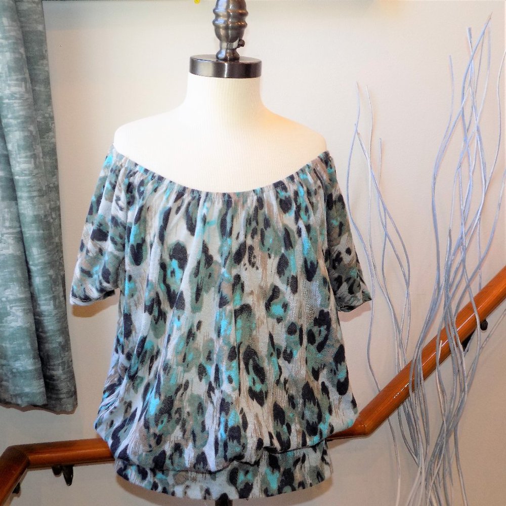 RHAPSODY Cheetah Print On/Off Shoulder Top Size Medium